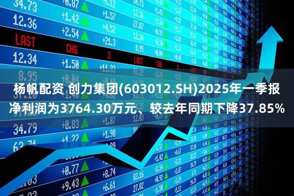 杨帆配资 创力集团(603012.SH)2025年一季报净利润为3764.30万元、较去年同期下降37.85%